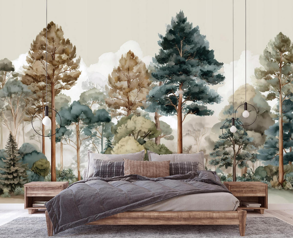 FOTOTAPETE Wald Bäume Grün 150x105 cm - Multicolor, Papier (150/105cm) - Wallarena