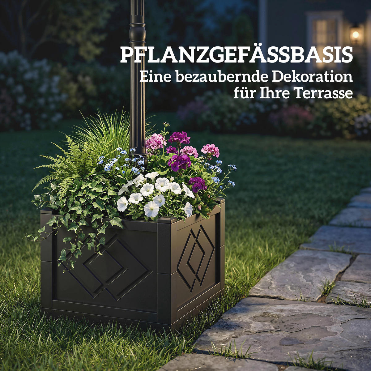 SOLÁRNÍ SVÍTIDLO z plastu, černé - černá, plast (41.5/41.5/195cm) - Outsunny
