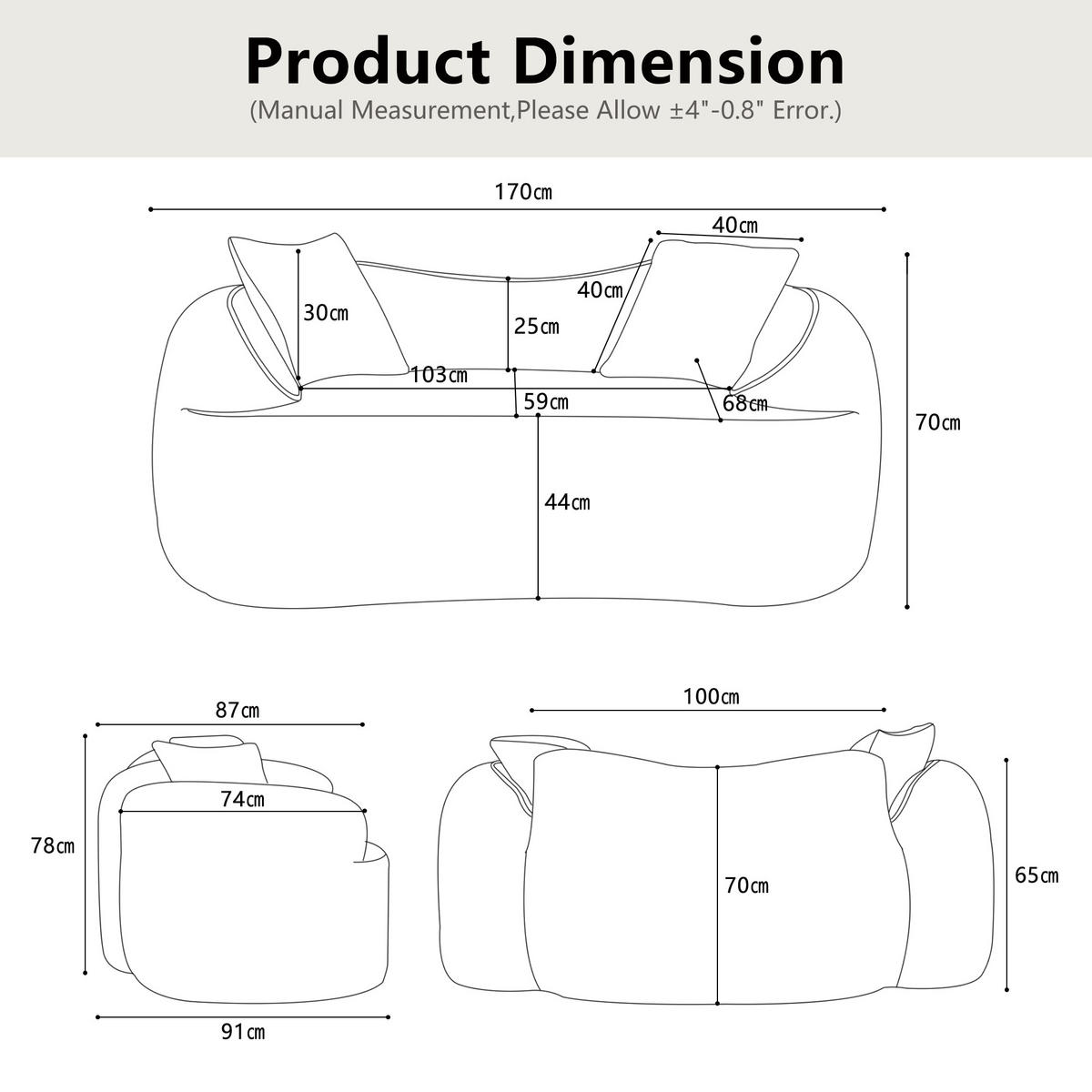 SOFA gebogen 2-Sitzer in Pink mit ergonomischer Schaumstoffpolsterung 170/90/70 cm - Rosa, Kunststoff (170/65/87cm) - OKWISH