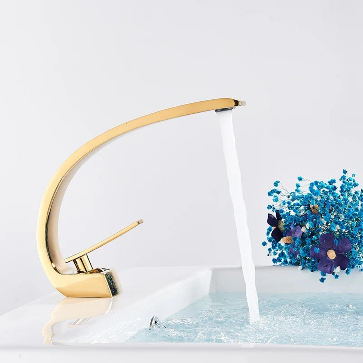 WASCHTISCHARMATUR Luxus Messing, Heiß Kalt Wasser, Gold - Goldfarben, Metall (22/20/5cm) - Kaket