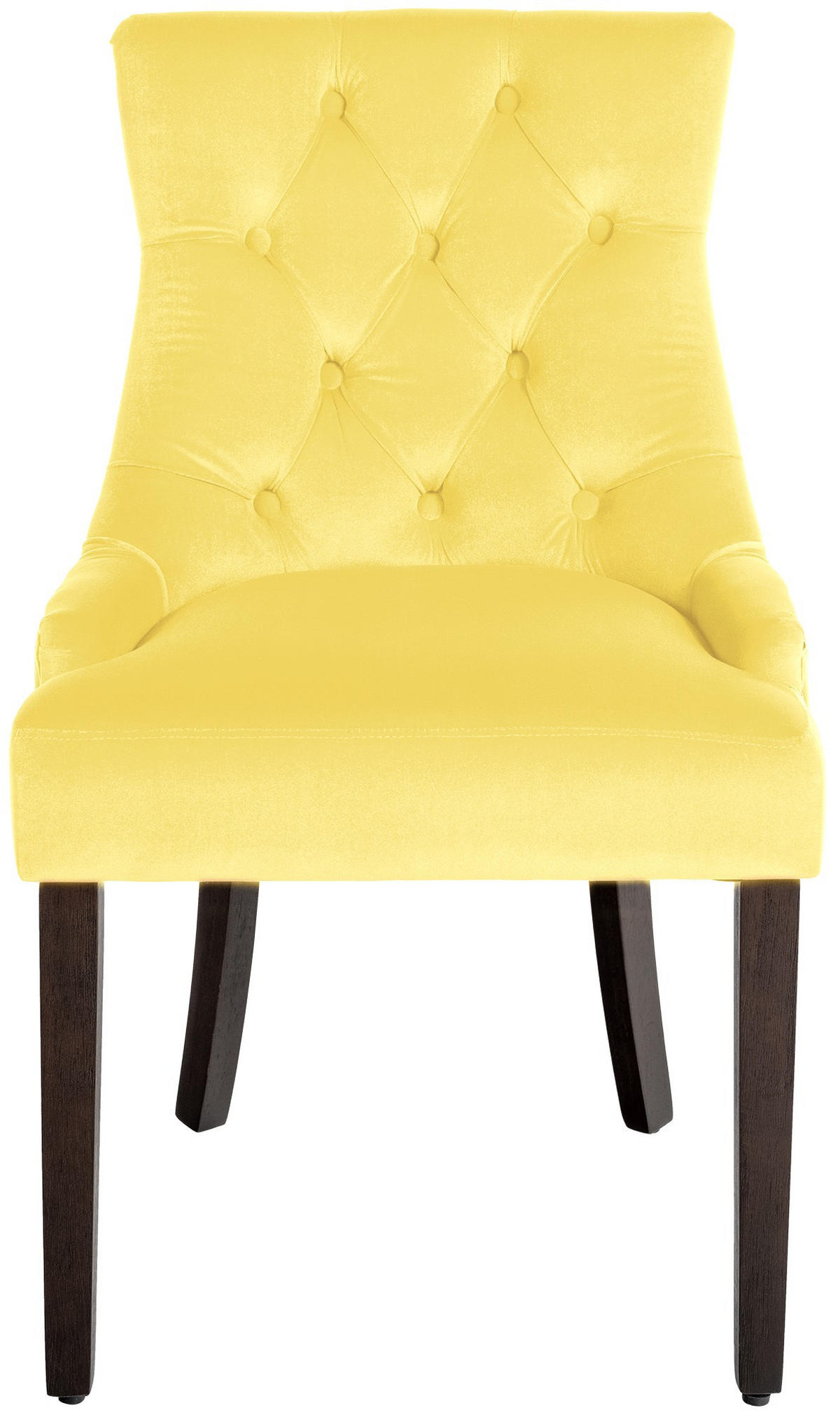 STUHL Samt gelb - Gelb, Holz/Textil (55/92/58cm) - CLP