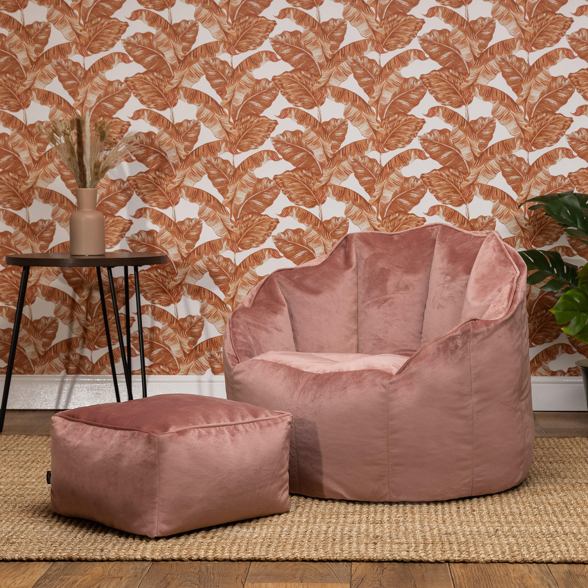 SITZSACK-SESSEL Sirena mit Hocker - Pink, Textil (77/64/74cm) - icon