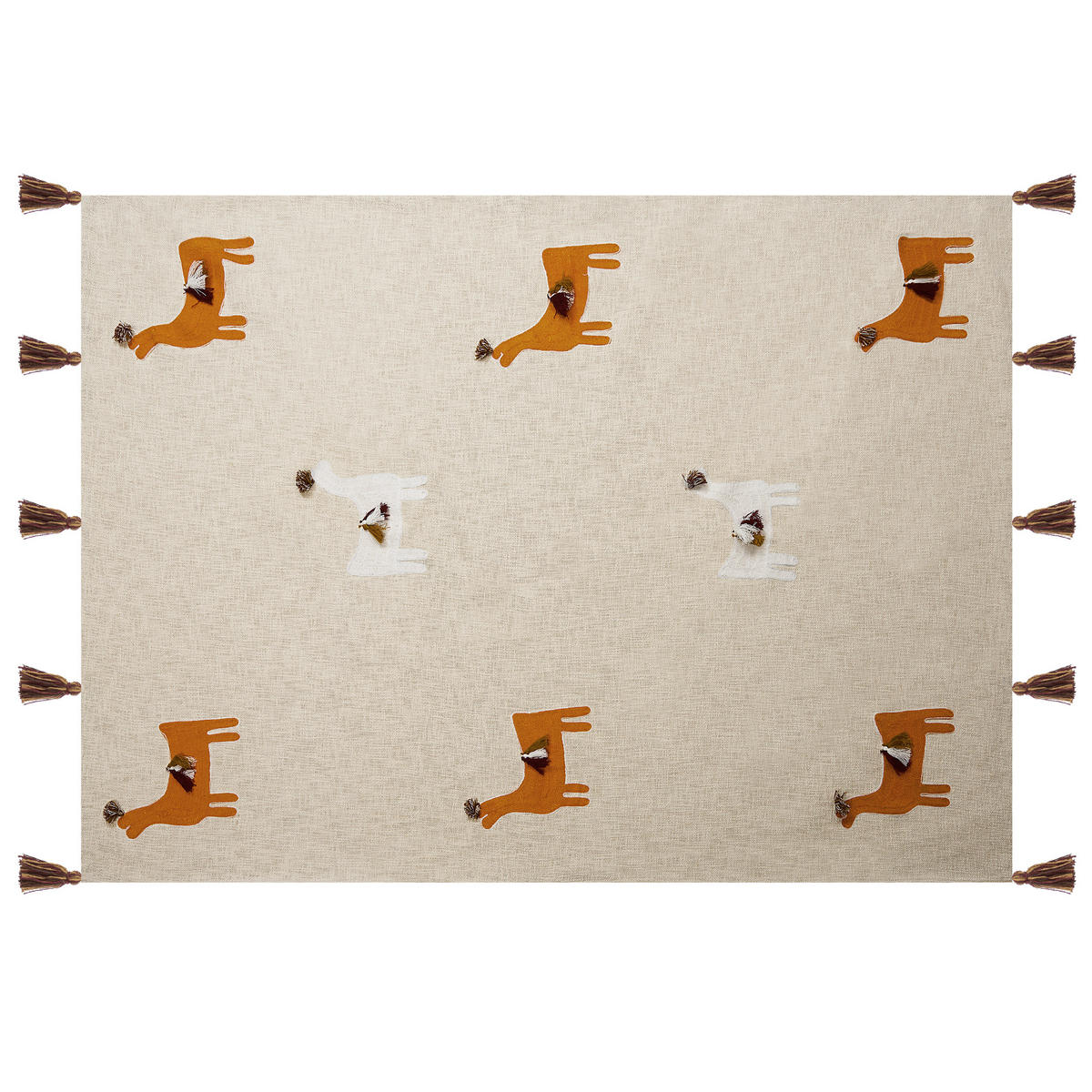 DECKE Beige Khandwa 130/180 cm - Beige, Naturmaterialien/Textil (130/180cm) - Beliani