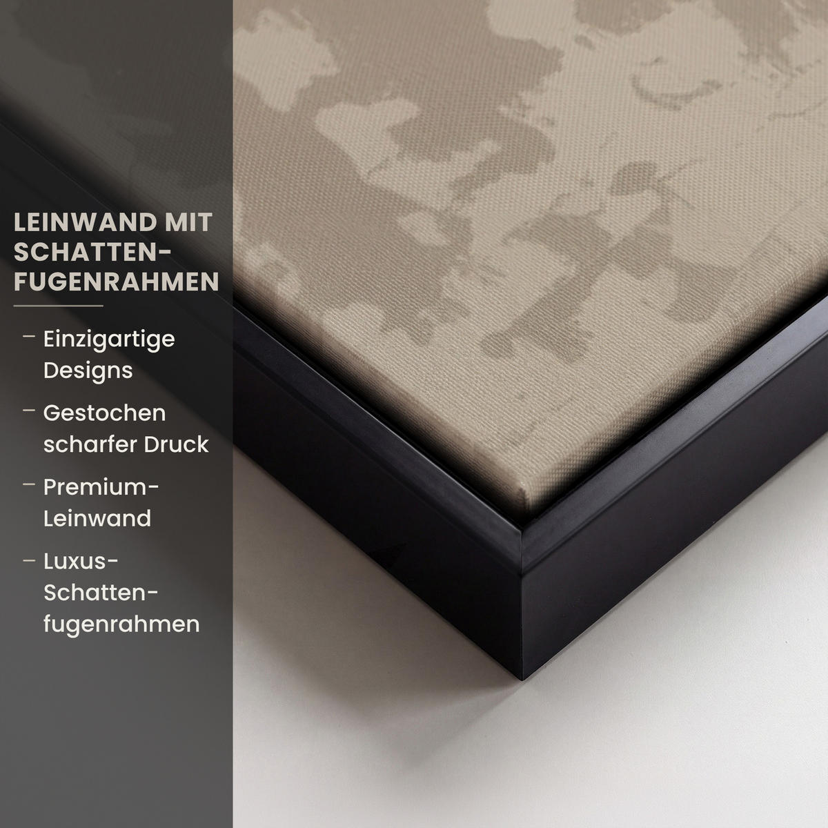 LEINWAND Bilder mit Rahmen - Gesicht - Frau - Blätter - Gold - 150x100 - Beige, Textil (150/100cm) - MuchoWow