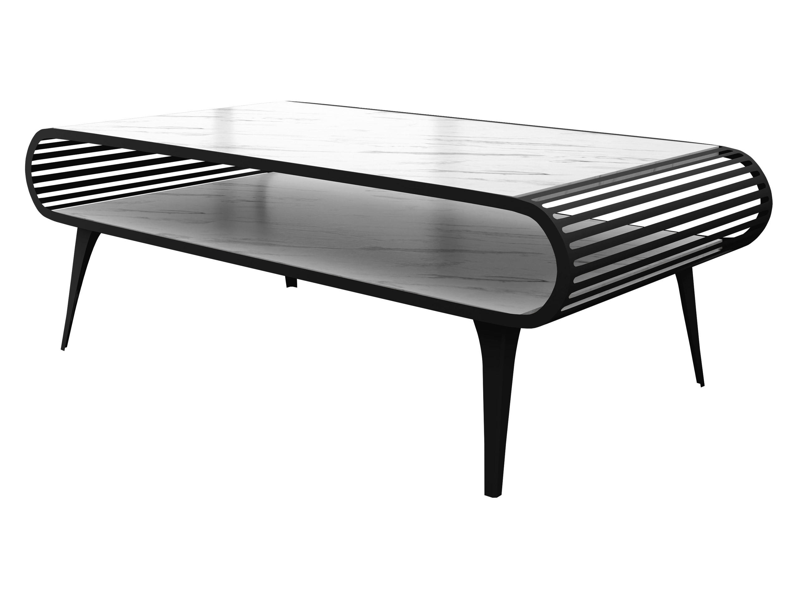 COUCHTISCH Aristo - Schwarz/Weiß, Holzwerkstoff/Metall (60/120/44cm) - MIRJAN24