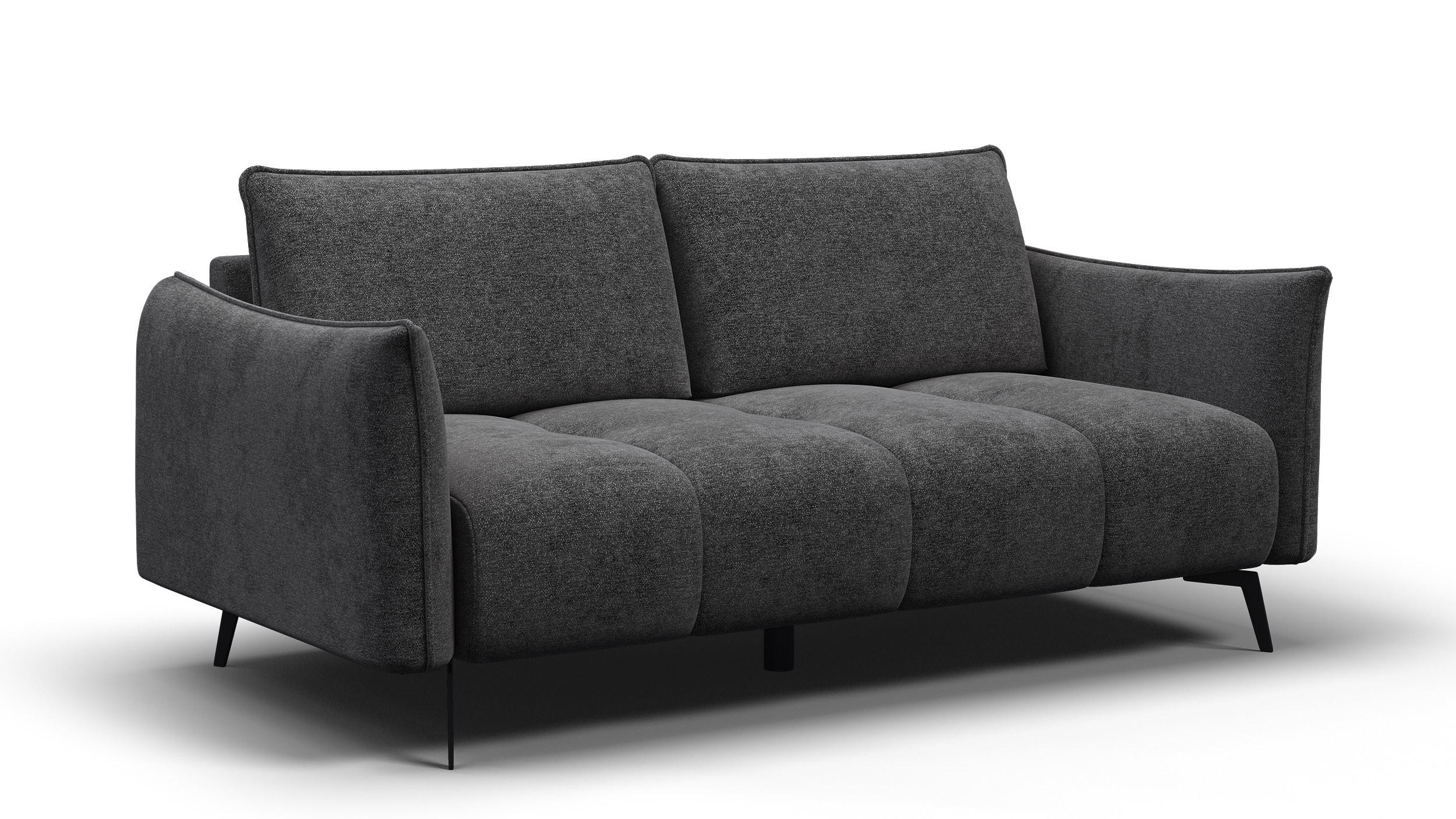 SOFA AERA 2,5-Sitzer, dunkelgrau - Dunkelgrau/Schwarz, Holz/Textil (187/89/96cm) - Courtois Laville