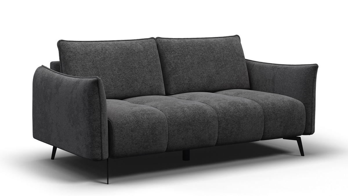SOFA AERA 2,5-Sitzer, dunkelgrau - Dunkelgrau/Schwarz, Holz/Textil (187/89/96cm) - Courtois Laville
