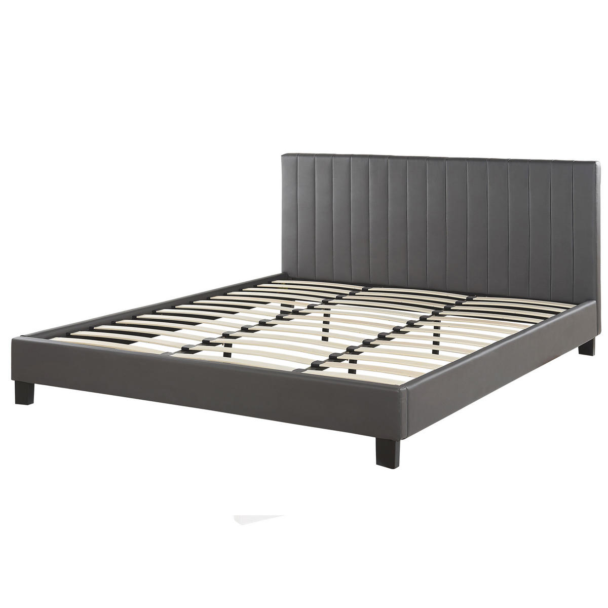 BETT 180/200cm Grau Poitiers - Grau, Textil (180/200cm) - Beliani