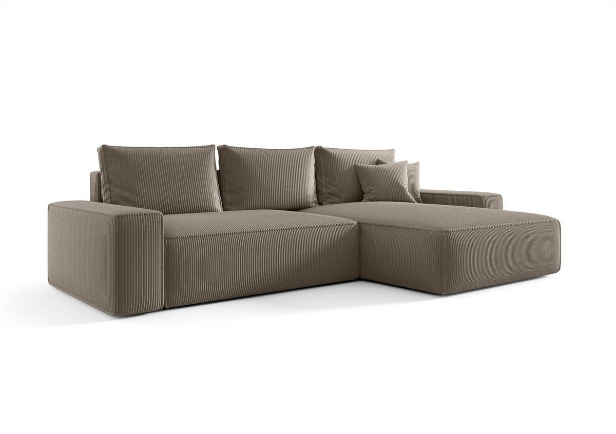 ECKSOFA Walken Mit Schlaffunktion - Hellbraun, Holzwerkstoff/Textil (280/185cm) - Fun Möbel