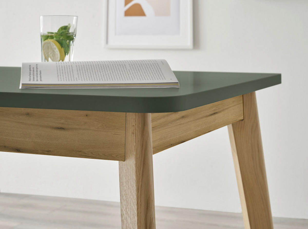 ESSTISCH Salbei, Eiche Evoke, skandinavisch 140 - 180 cm, Küchentisch ausziehbar - Eichefarben/Salbeigrün, Holz/Holzwerkstoff (180/80/75cm) - Furn.Design