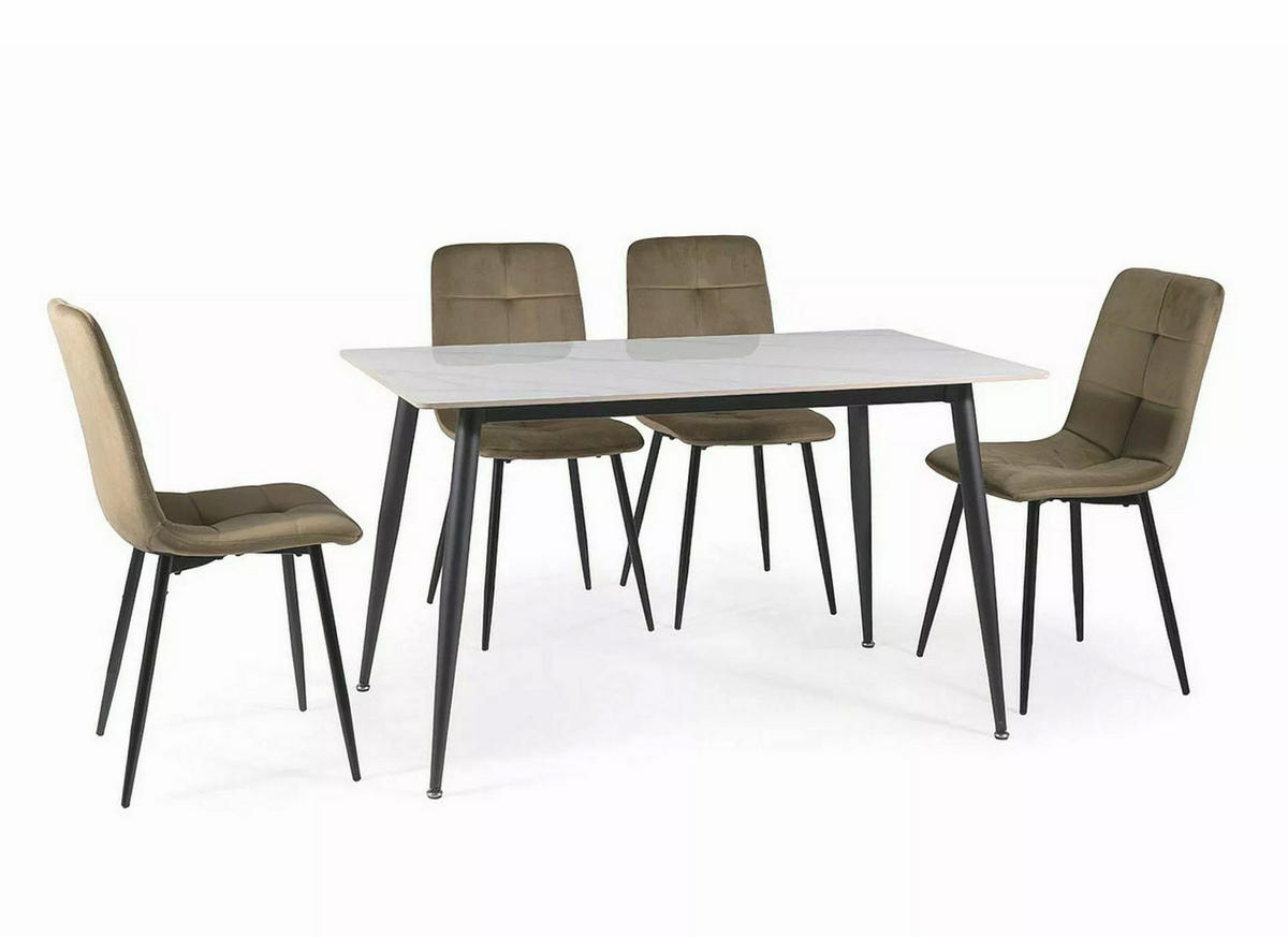 ESSTISCH Rion Marmor Weiß 130 / 70 / 76cm - Schwarz/Weiß, Holz/Keramik (70/130/76cm) - Feldmann-Wohnen