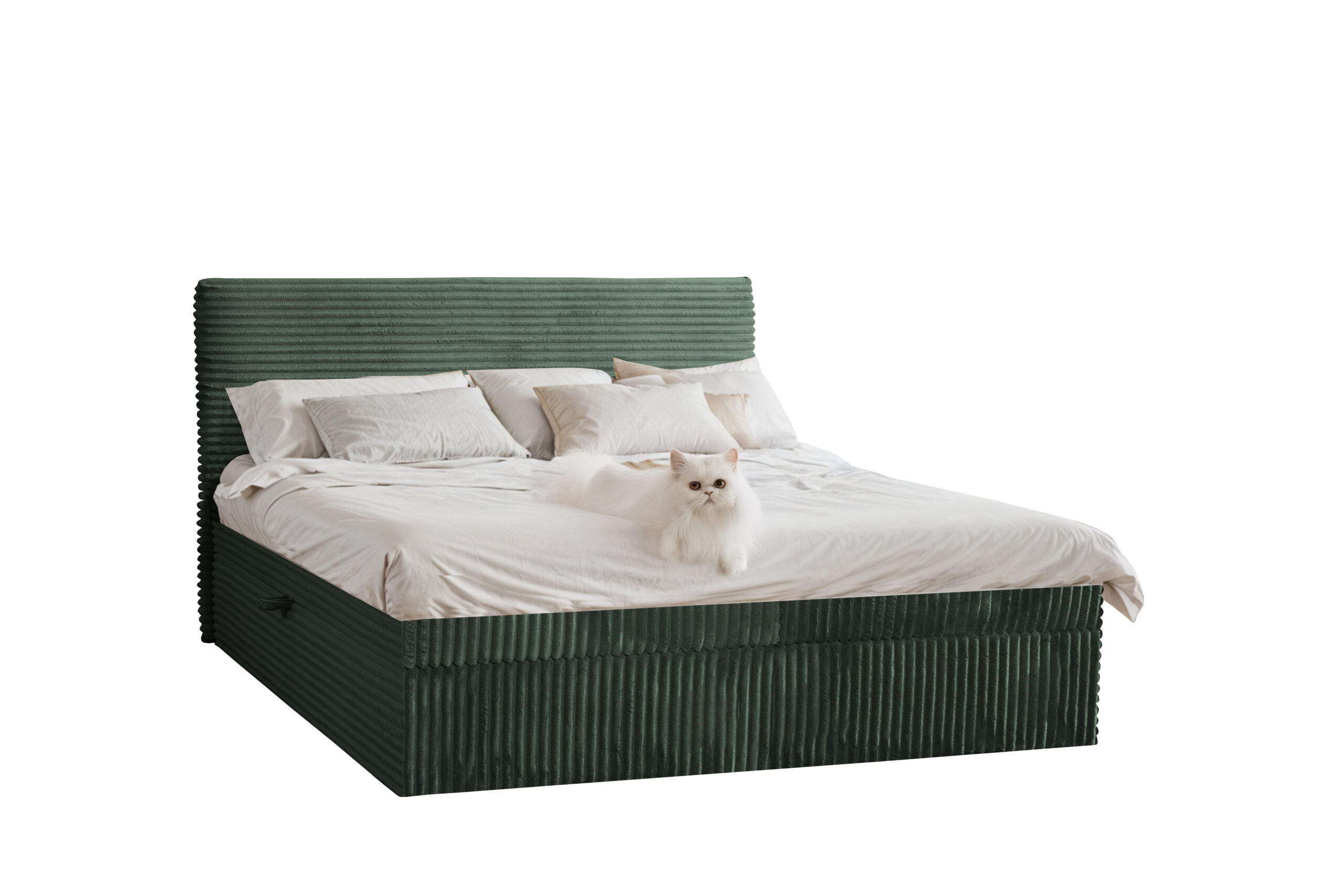 BOXBETT Bettkasten Und Topper TRENTO Ohne Bein Stoff Plüsch Cord 120x200 cm Grün H3-Bonell - Grün, Holz/Textil (120/200cm) - Kaiser Möbel