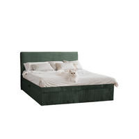 BOXBETT Bettkasten Und Topper TRENTO Ohne Bein Stoff Plüsch Cord 200x200 cm Grün H2-Pocket - Grün, Holz/Textil (200/200cm) - Kaiser Möbel