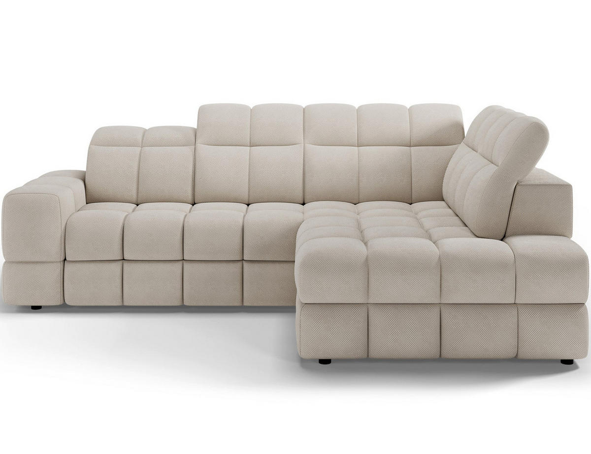 ECKSOFA Bronon mit Schlaffunktion und Bettkasten – Modernes Design, verstellbare Kopfstützen und verschiebbare Rückenlehnen - Beige, Kunststoff (296/109cm) - Wohnideebilder