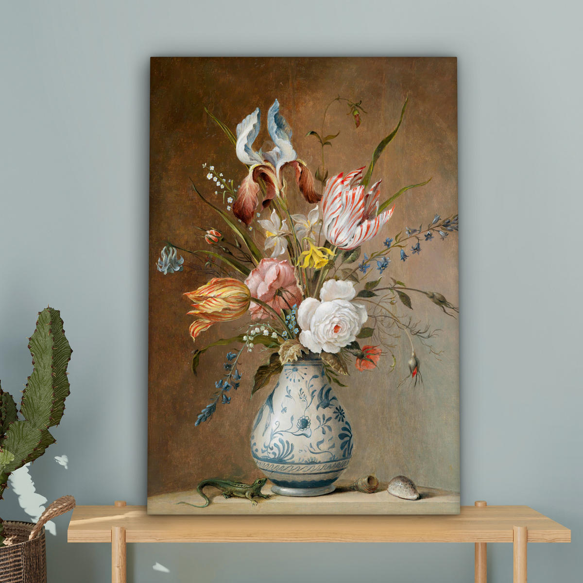 LEINWANDBILD Alte Meister - Blumen - Balthasar van der Ast 40x60 cm - Hellbraun, Textil (40/60cm) - MuchoWow