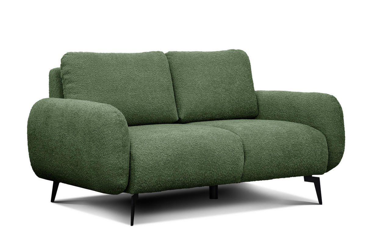SOFA FEBE 2-Sitzer, olivgrün - Schwarz/Olivgrün, Holz/Textil (160/82/96cm) - Courtois Laville
