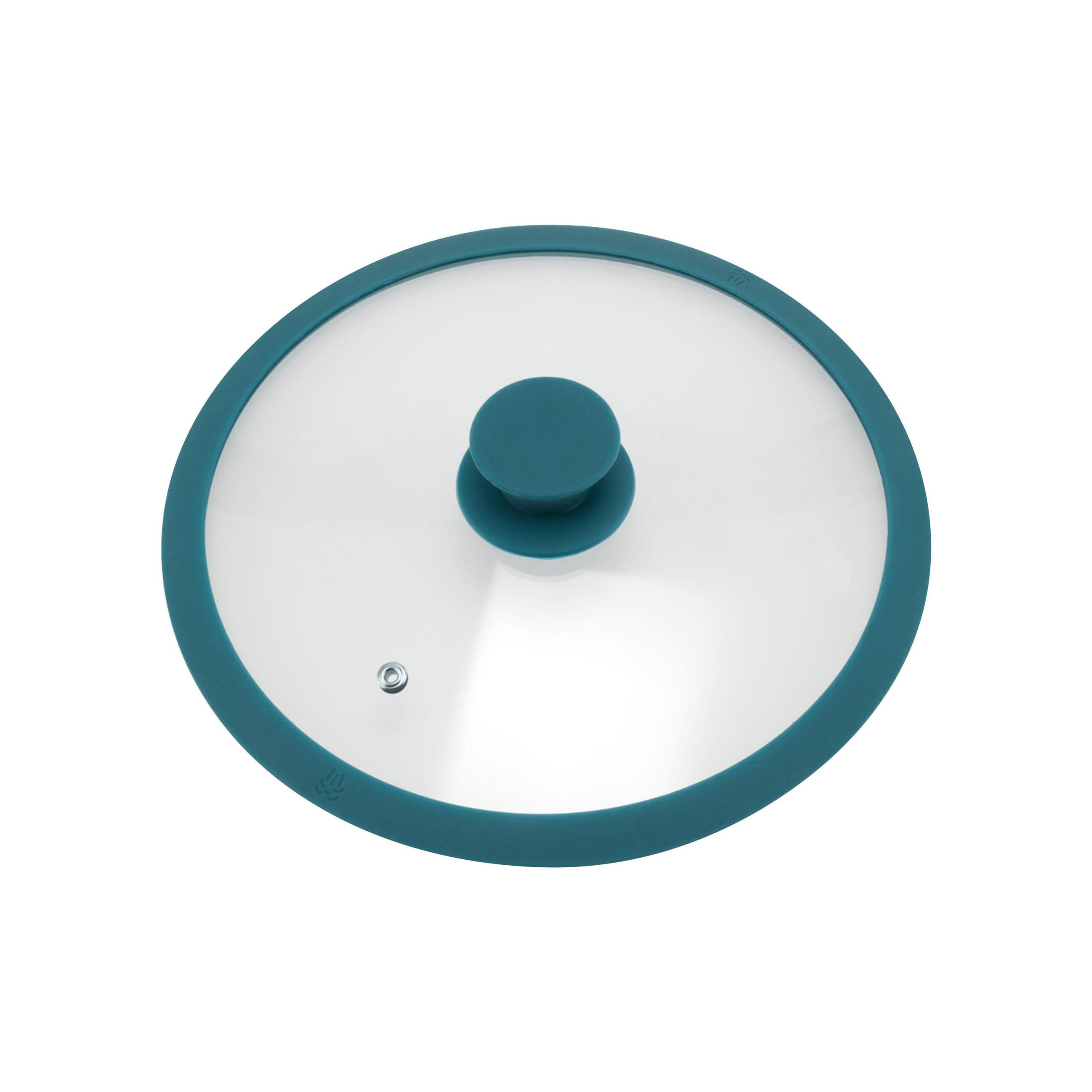 GLASDECKEL mit Silikonrand 24 cm blau - Blau, Glas (24/24/5cm) - bremermann