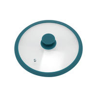 GLASDECKEL mit Silikonrand 24 cm blau - Blau, Glas (24/24/5cm) - bremermann