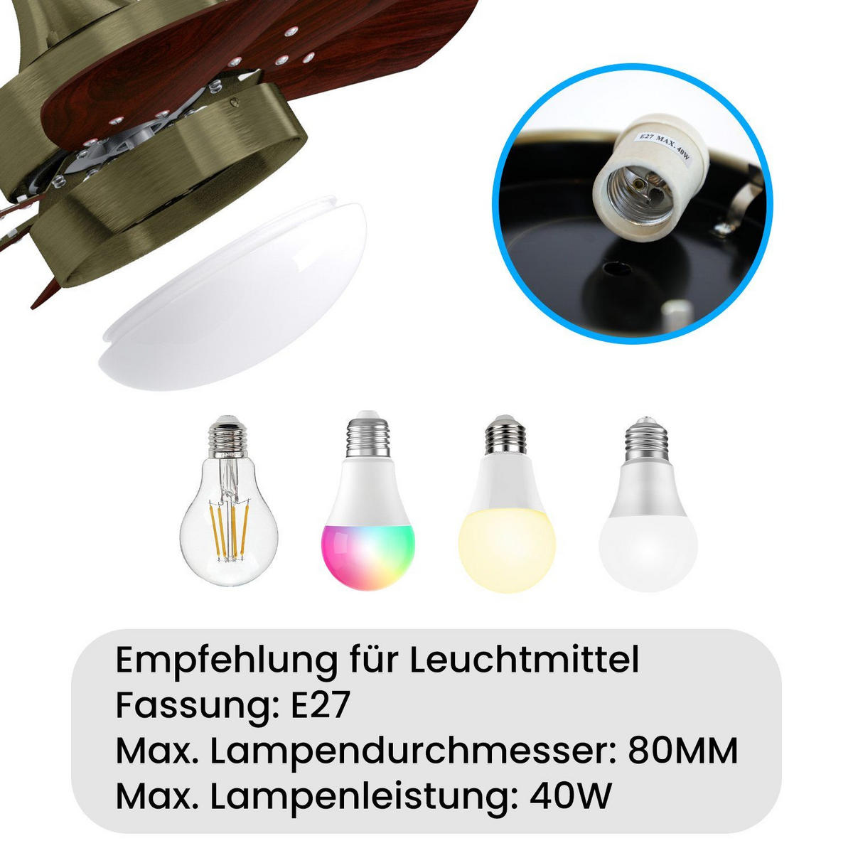 DECKENVENTILATOR Emmerich II 75/75/43cm - Walnussfarben, Metall (75/75/43cm) - Nettlife