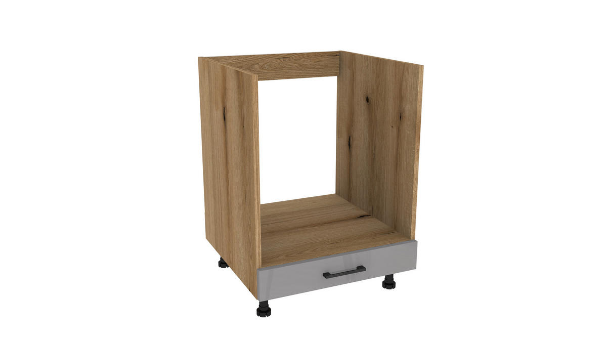 WINKELKÜCHE 240x180 cm mit Arbeitsplatte- SIMPLY Z14 - in Grau Hochglanz / Eiche Rille - Eichefarben/Grau, Holz/Holzwerkstoff (420/212/53cm)