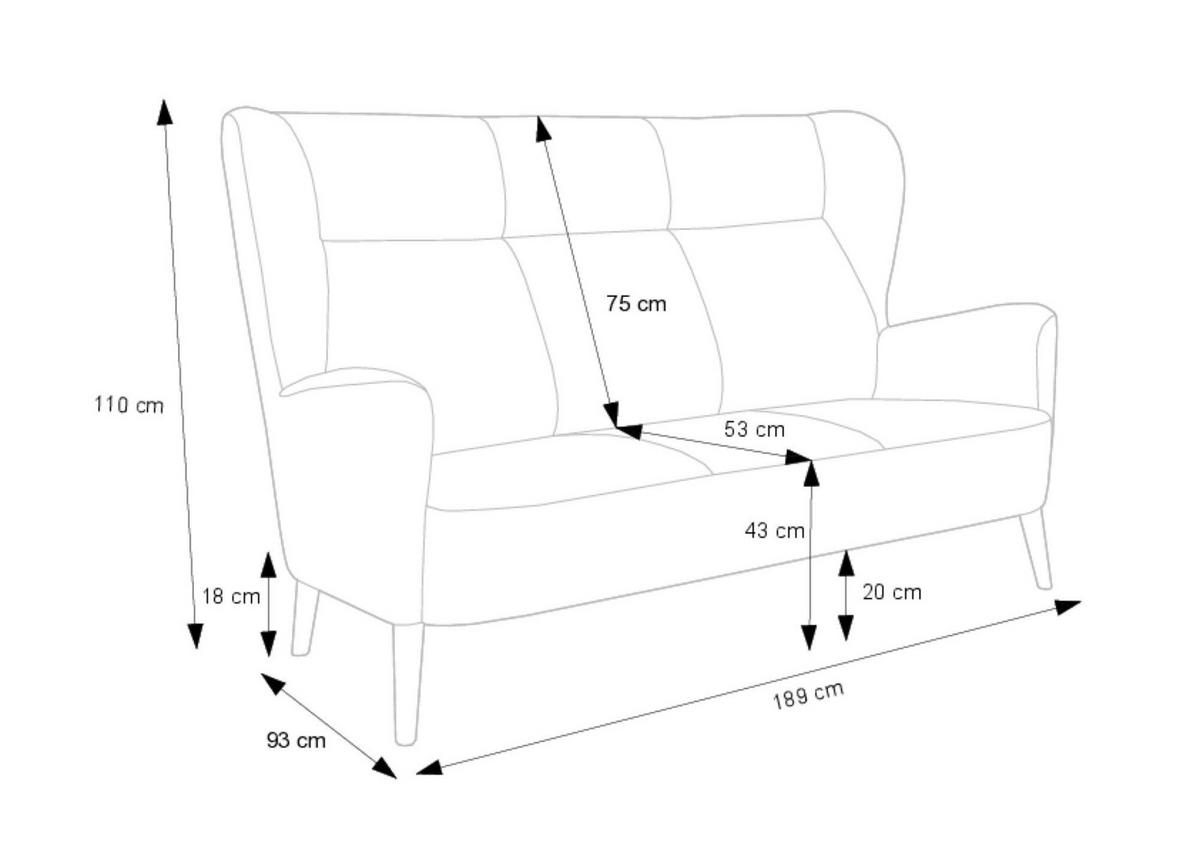 SOFA NEXT Rosa 189x93x110 cm - Pink, Textil (189/110/93cm) - FURNLUX