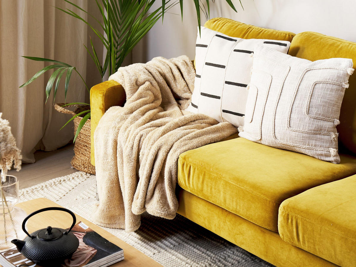DECKE Sandbeige Namdu 125/150 cm - Beige, Textil (125/150cm) - Beliani