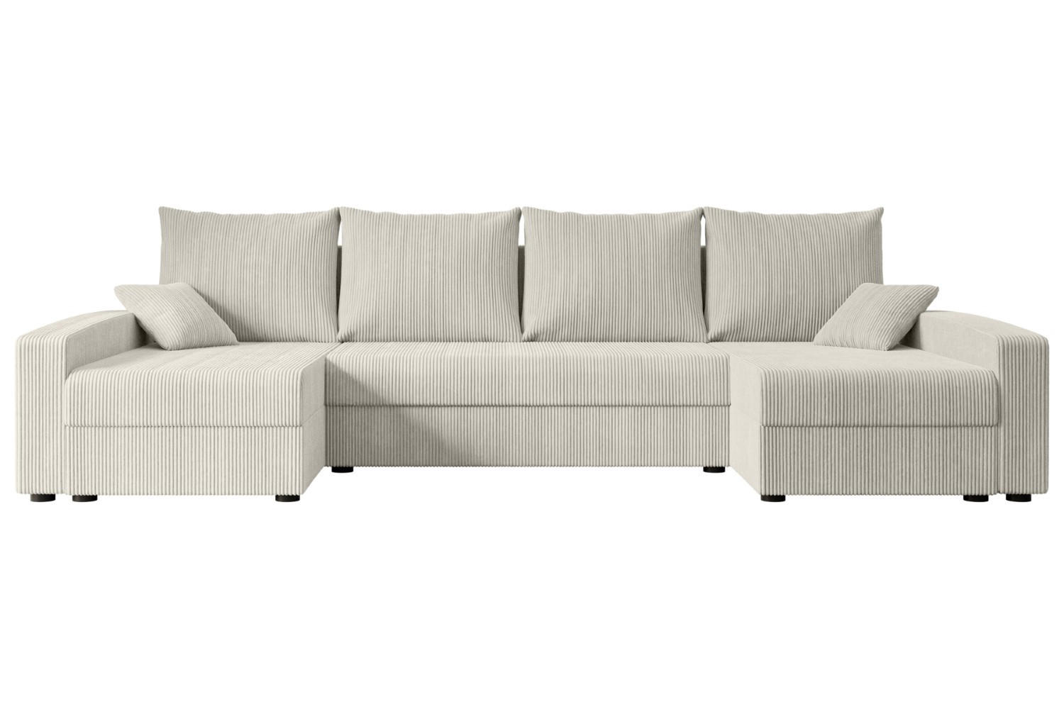 WOHNLANDSCHAFT mit Schlaffunktion und Bettkasten ALESIA-U 301x140x90 cm Grau Cord - Silberfarben/Hellgrau, Holzwerkstoff/Kunststoff (301/90/140cm) - ALTDECOR
