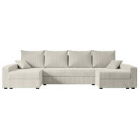 WOHNLANDSCHAFT mit Schlaffunktion und Bettkasten ALESIA-U 301x140x90 cm Grau Cord - Silberfarben/Hellgrau, Holzwerkstoff/Kunststoff (301/90/140cm) - ALTDECOR