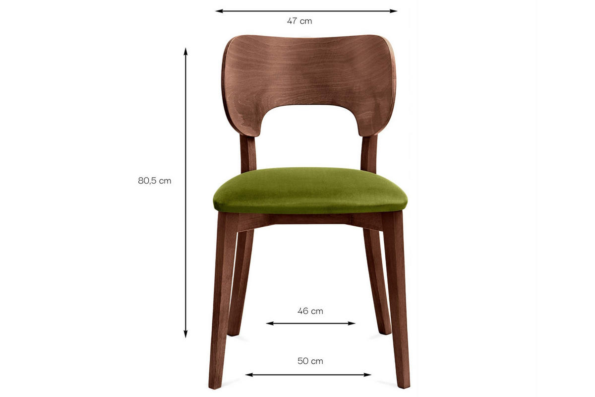 ESSZIMMERSTÜHLE LYCO (2er-Set), oliv / Walnuss mittel - Walnussfarben/Olivgrün, Holz/Buchenholz (47/81/45cm) - KONSIMO®