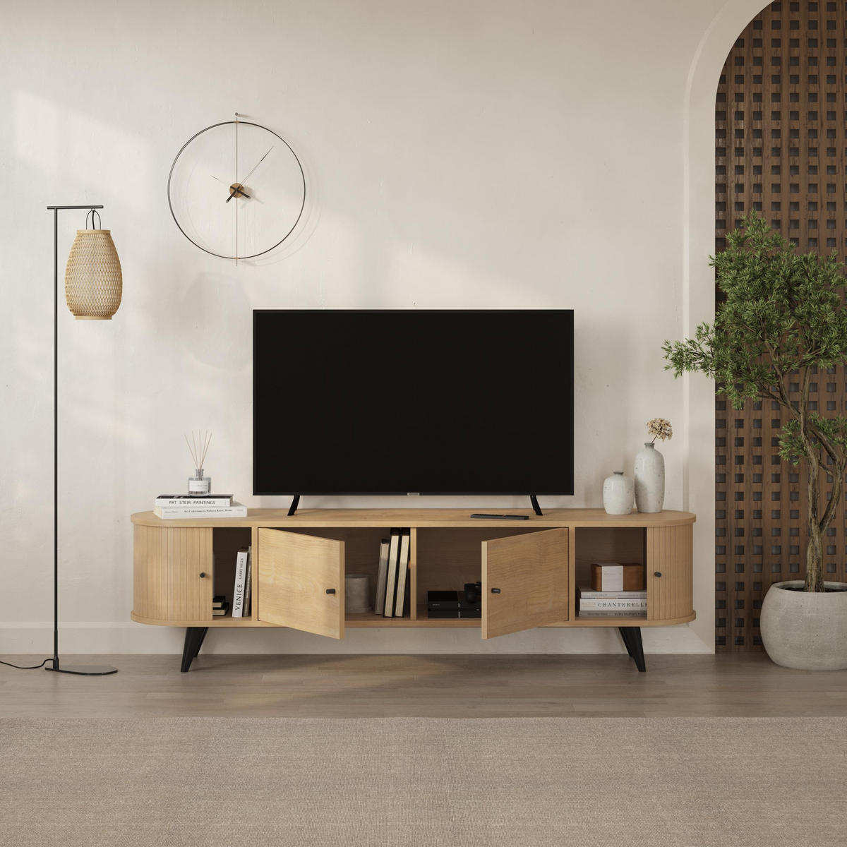 TV-STÄNDER Gentle Eiche 180/52/40 cm - Eichefarben, Holzwerkstoff (180/52/40cm) - Decortie