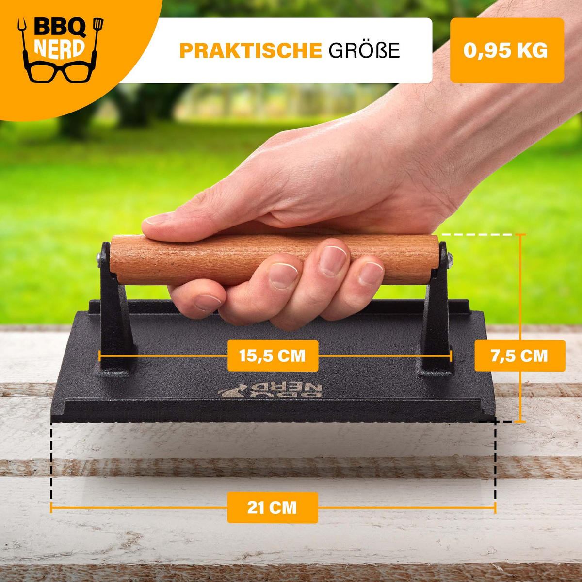 FLEISCHBESCHWERER Gusseisen 21x11cm - Schwarz, Metall (12/8/23cm) - BBQ Nerd