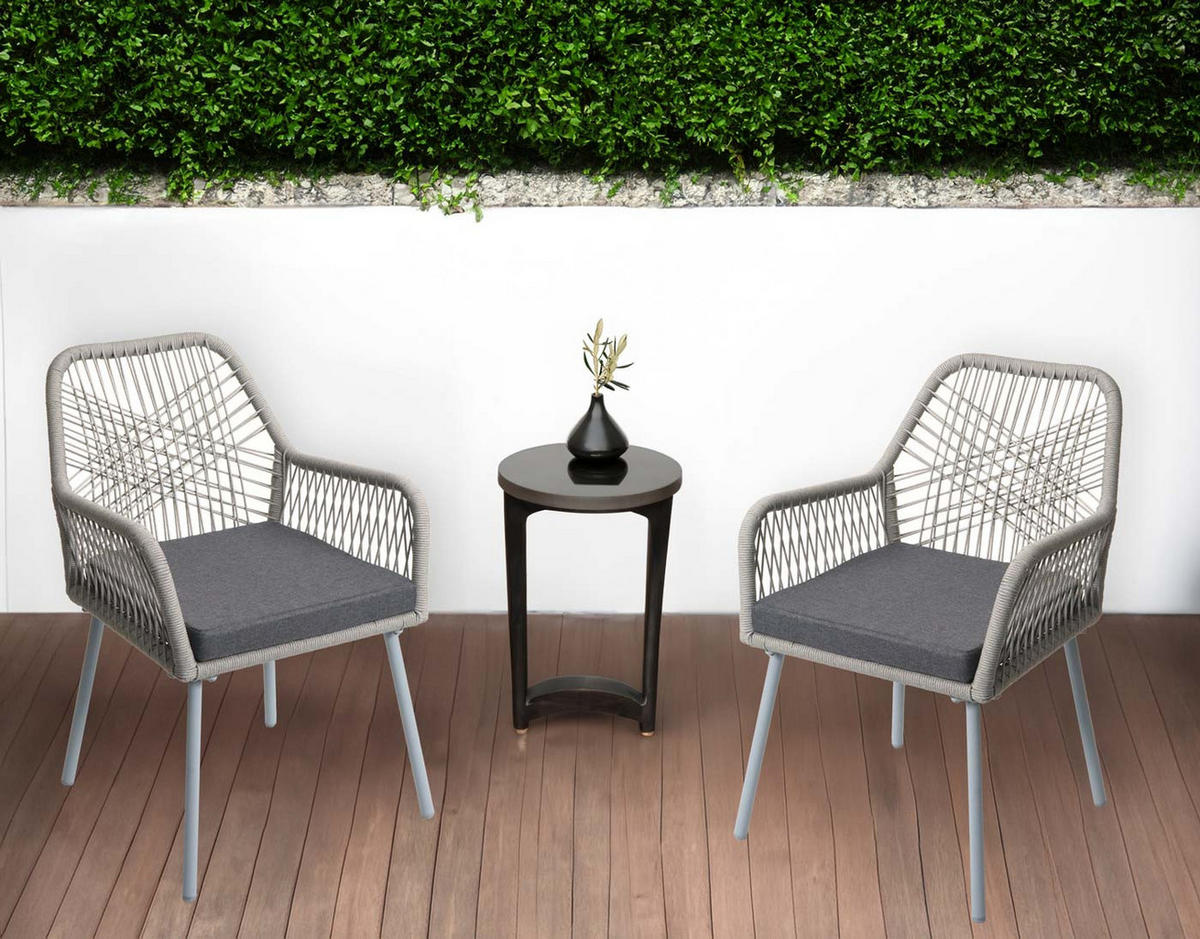GARTENSTUHL Grau, Granit - Hellgrau/Grau, Textil (54/81/62cm) - MCW