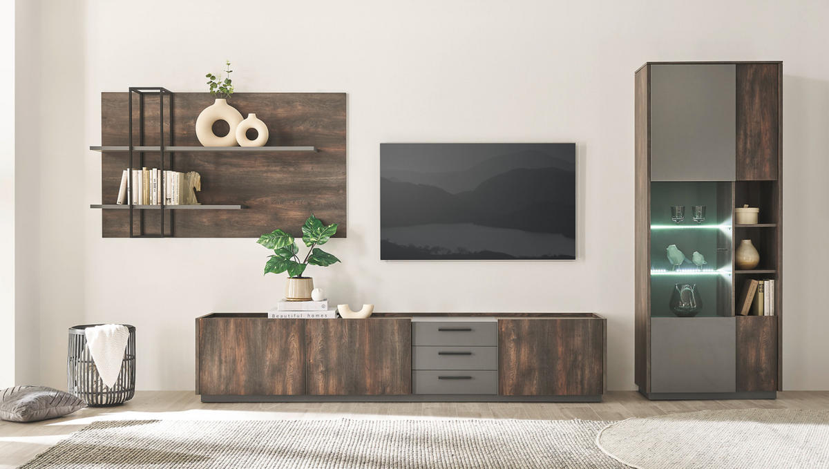 WANDPANEEL Thermo Eiche, grau, Wandboard 152 x 90 cm - Eichefarben/Grau, Holzwerkstoff (152/90/26cm) - Furn.Design