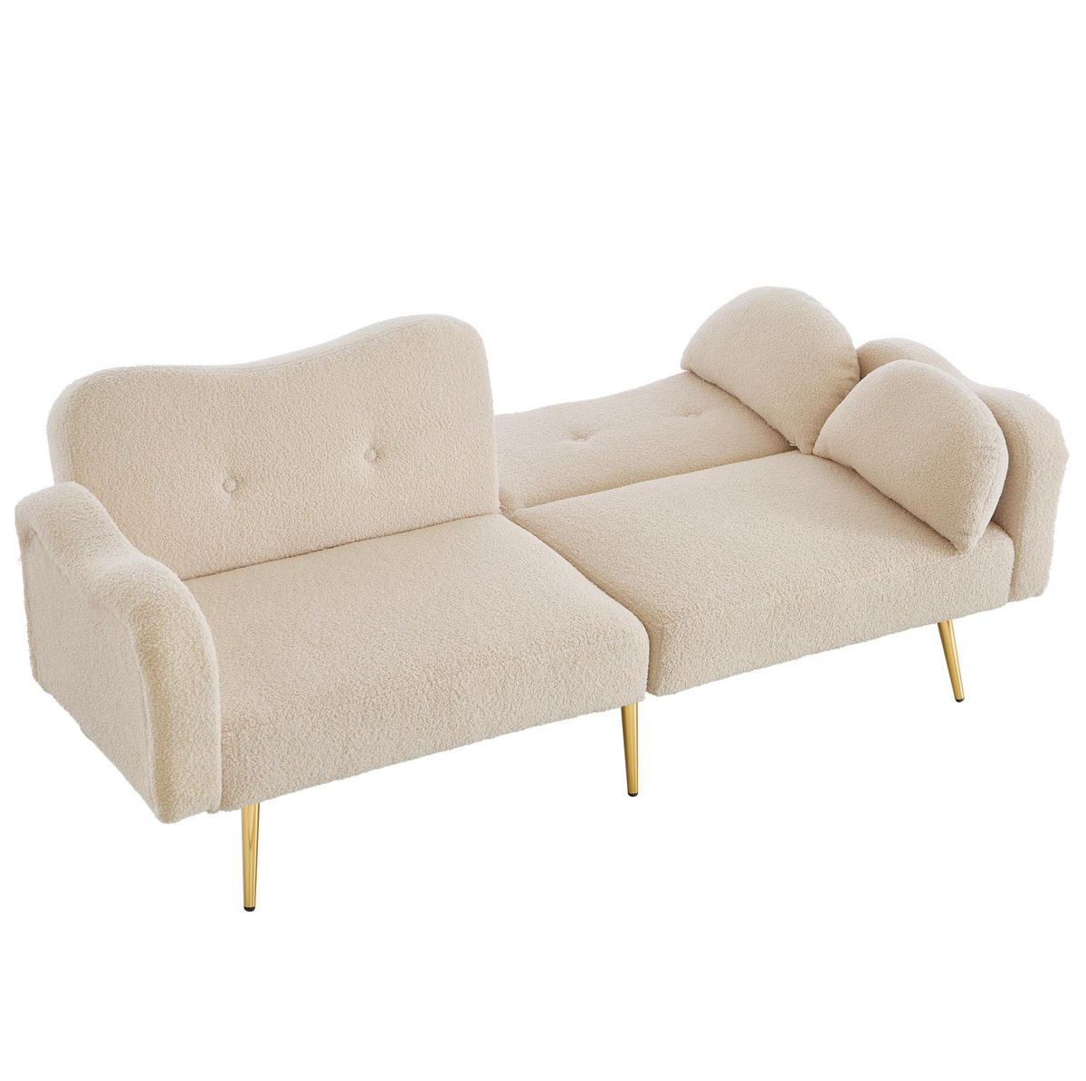 SOFABETT Zweisitzer Wollmisch-Bezug mit verstellbarer Rückenlehne Beige 175/79/82 cm - Beige, Textil (79/82/175cm) - Redom
