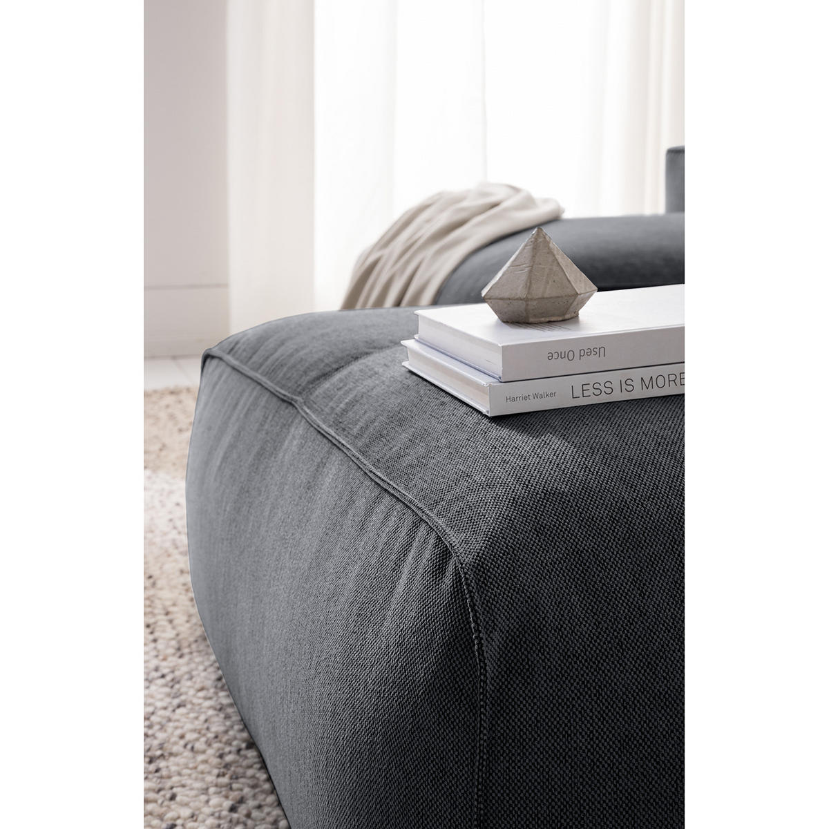 POLSTERHOCKER - Schwarz/Grau, Kunststoff/Textil (81/38/100cm) - home24