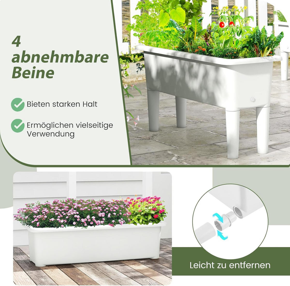 HOCHBEET 2er-Set Weiß - Weiß, Kunststoff (30/40/80cm) - COSTWAY