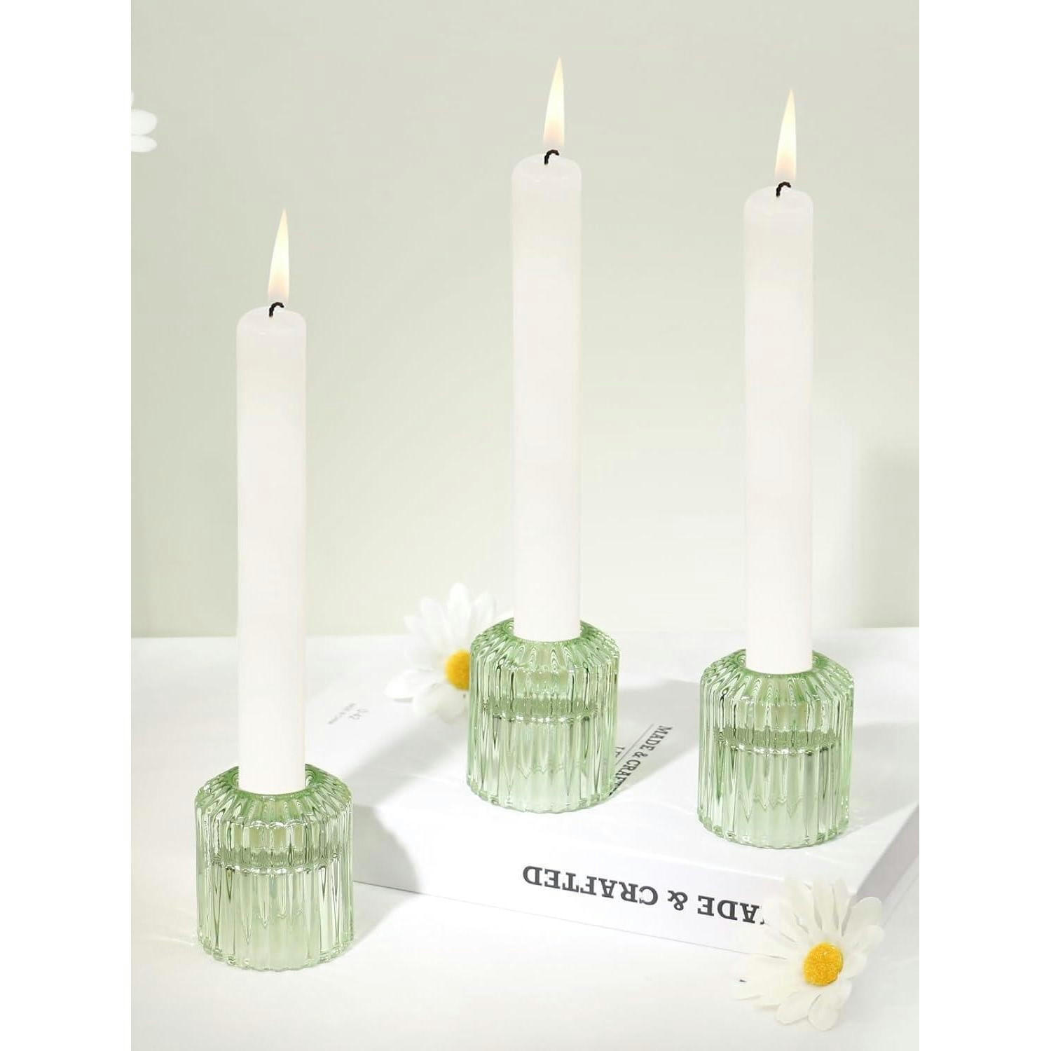 KERZENSTÄNDER 3er Set Glas Grün - Grün, Glas (5.3/6/5.3cm)
