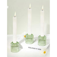 KERZENSTÄNDER 3er Set Glas Grün - Grün, Glas (5.3/6/5.3cm)
