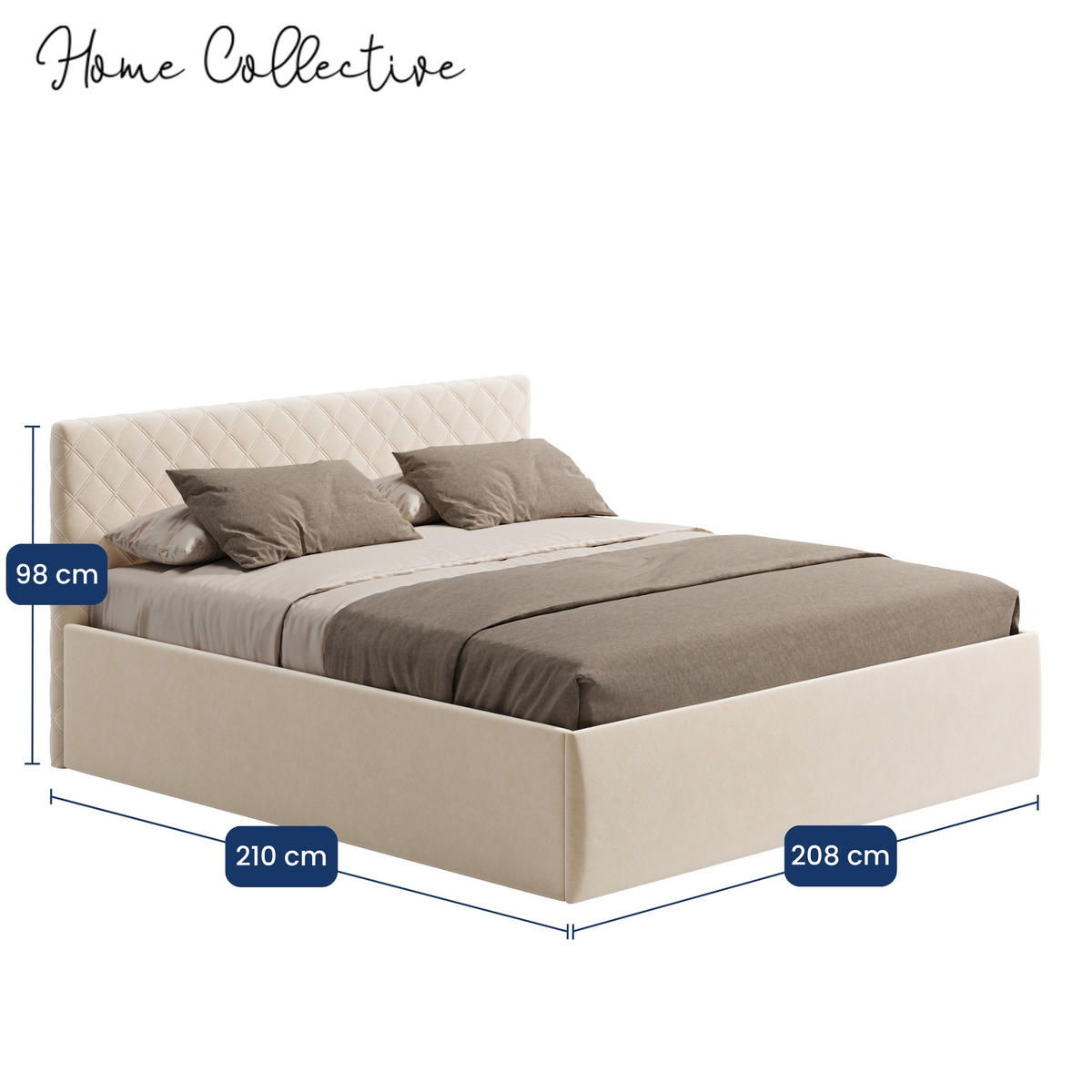 POLSTERBETT 200x200 cm Bonnellfederkernmatratze H2 in Creme - Creme, Textil (200/200cm) - Home Collective