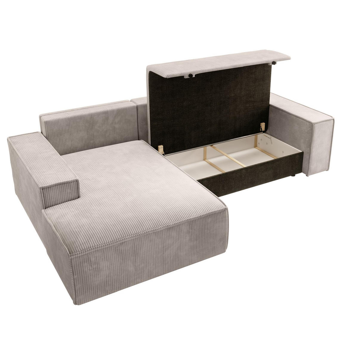 ECKSOFA Farese New Creme mit Cordbezug, links - Creme/Schwarz, Kunststoff/Textil (267/167cm) - Selsey