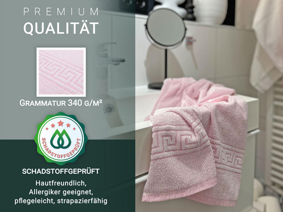 DUSCHTÜCHER, 5er-Set, 70x140 cm, 70% Baumwolle, 30% Polyester, Rosa - Rosa, Textil (70/140cm) - Zollner