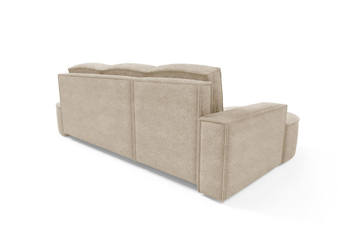ECKSOFA Flow Beige, mit Schlaffunktion und Kissen in Abriamo Stoff, linke seite - Beige, Holzwerkstoff/Textil (277/157cm) - Bettso