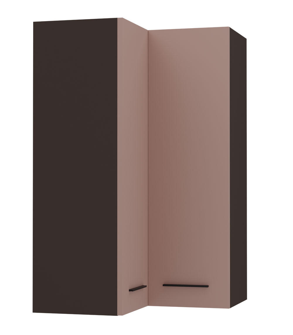 ECKHÄNGESCHRANK Bonn W14/60 lava / rosé kupfer matt 60 / 60 / 96cm - Dunkelgrau/Hellrosa, Holz/Holzwerkstoff (60/96/60cm) - Feldmann-Wohnen