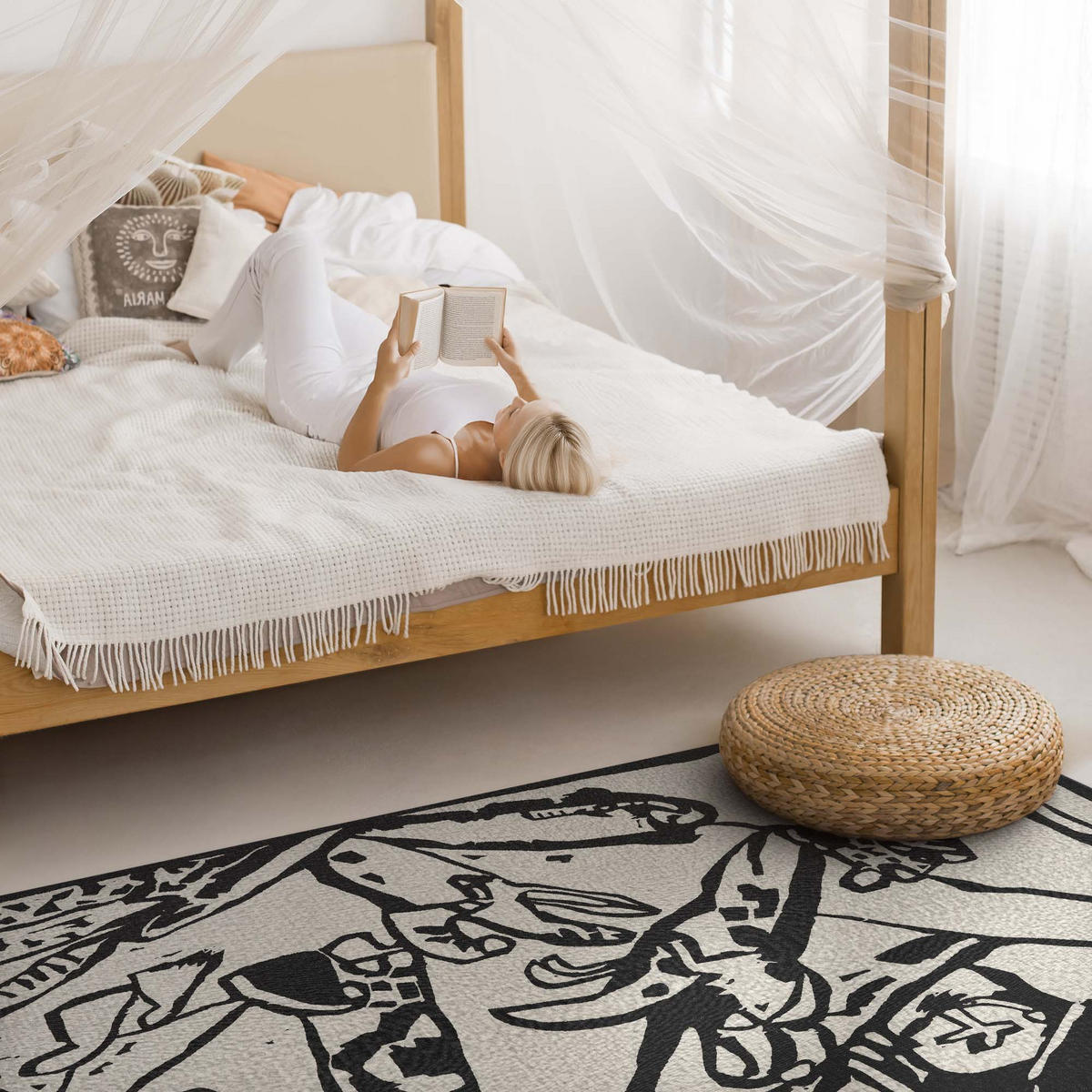 TEPPICH 60x90 cm Komposition nach Wassily Kandinsky - Graphitfarben, Kunststoff (60/90cm) - Wallfluent