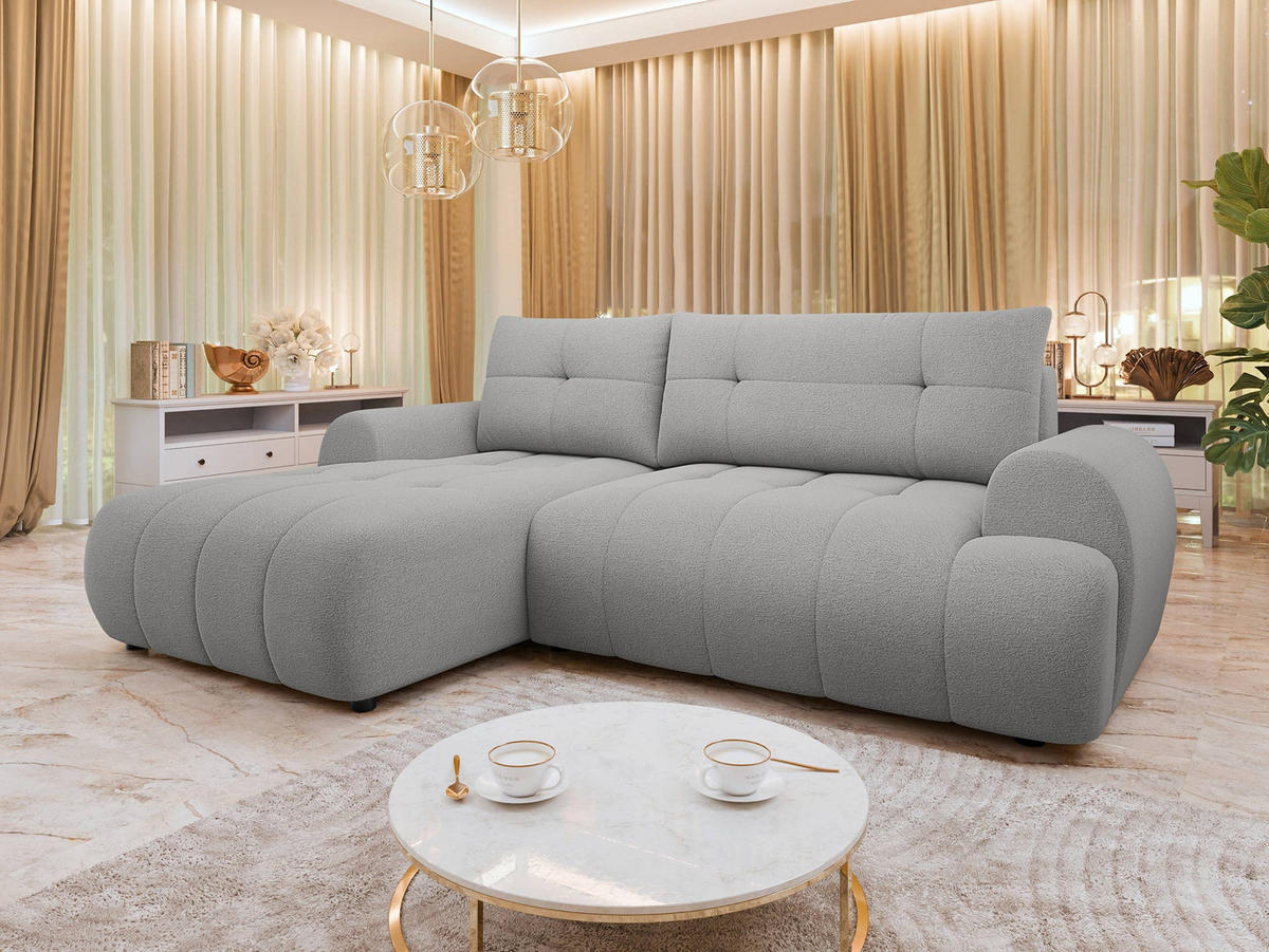 ECKSOFA Fiorano, Seite: Links - Hellgrau/Schwarz, Holz/Kunststoff (265/177cm) - MIRJAN24