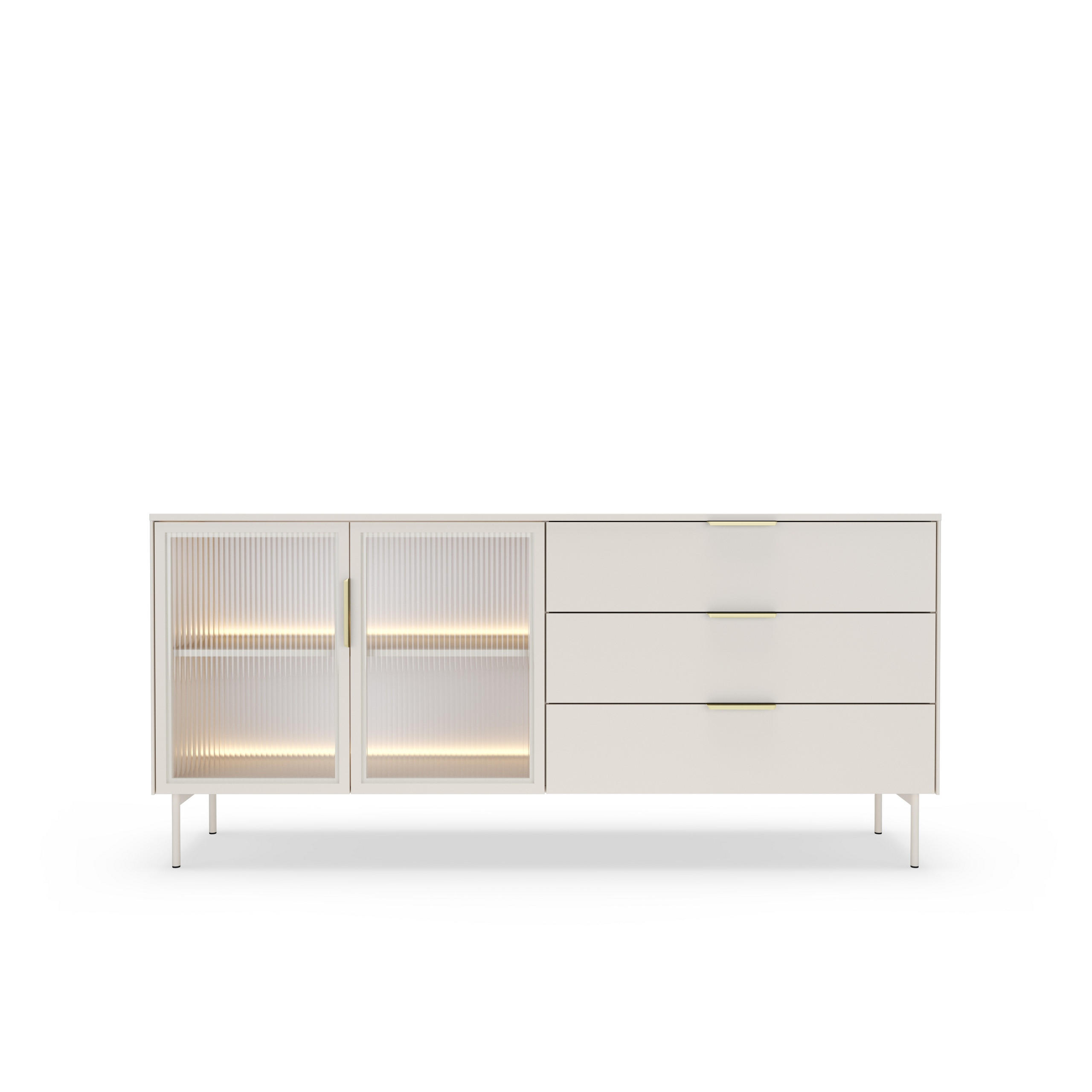 SIDEBOARD GLORIA 181,3x39,3x82,6 cm mit 3 Schubladen und 2 Türen Kaschmir - Kaschmir, Holzwerkstoff (181.3/82.6/39.3cm) - MASSENO