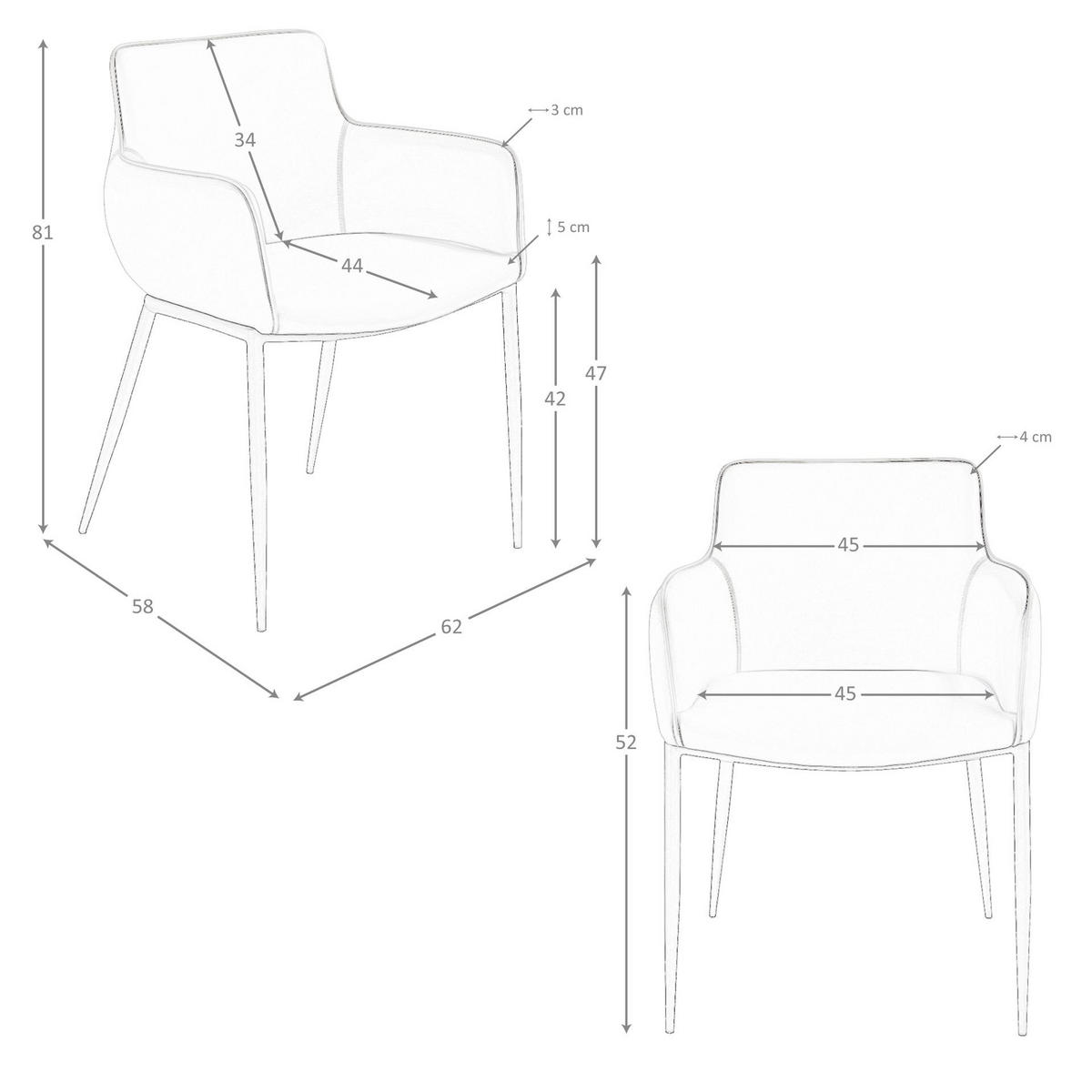 STUHL Braune Kunstledersessel 62/58/81 cm - Schwarz/Braun, Leder/Kunststoff (62/81/58cm) - ANGEL CERDA
