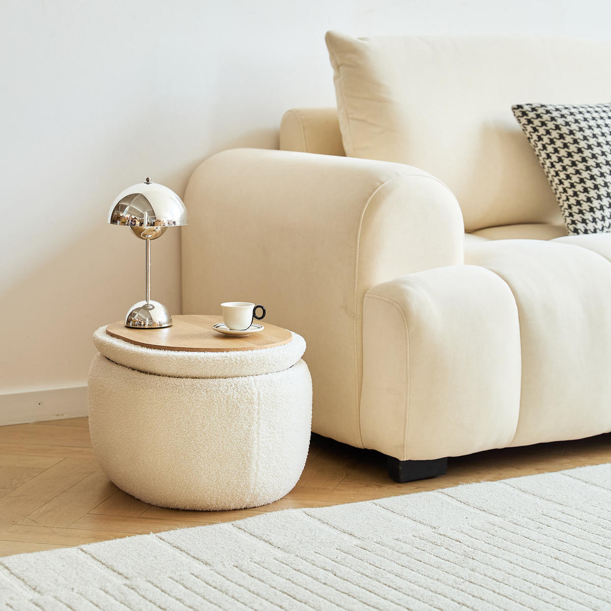 POUF Wolle Weiß - Weiß, Textil (48/31/35cm) - Nordlys