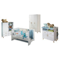 BABYZIMMER Mieke in Weiß mit Esche Coimbra massiv 8 teilig - Weiß, Holzwerkstoff (120/200/80cm)