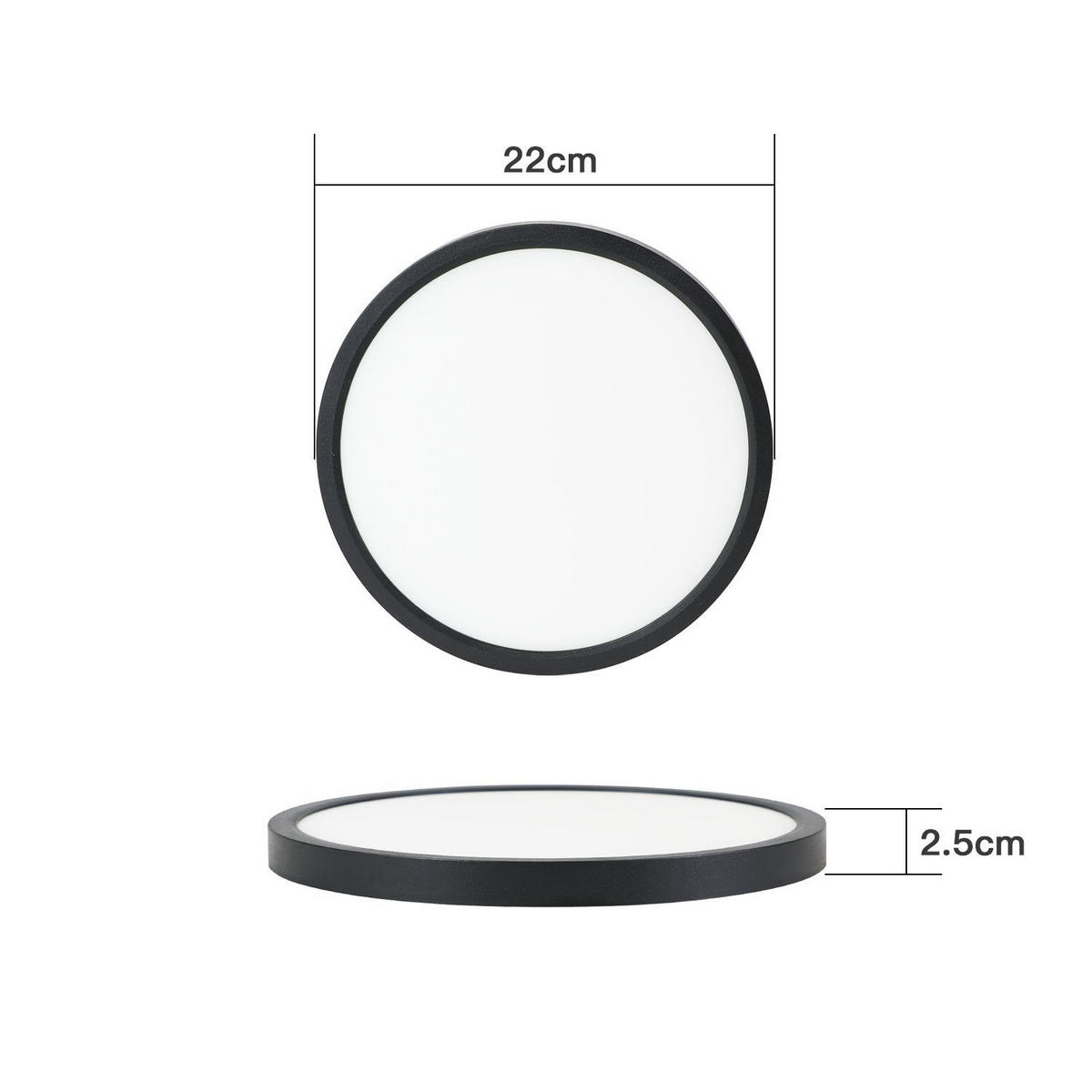 LED-DECKENLEUCHTE Ulmenhainbach 22/2.5/22 cm - Schwarz, Kunststoff (22/22/2.5cm) - ZMH